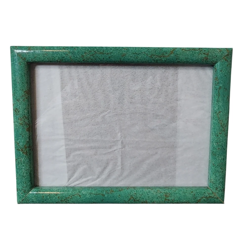 Frame photo green brown decorative glass front black back hang or stand